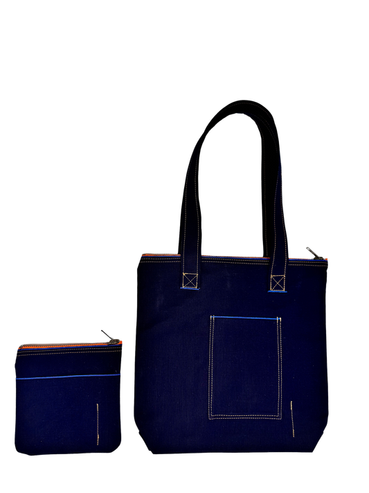 Royal Blue Japanese Mill 9oz Denim Tote and Lil Buddy